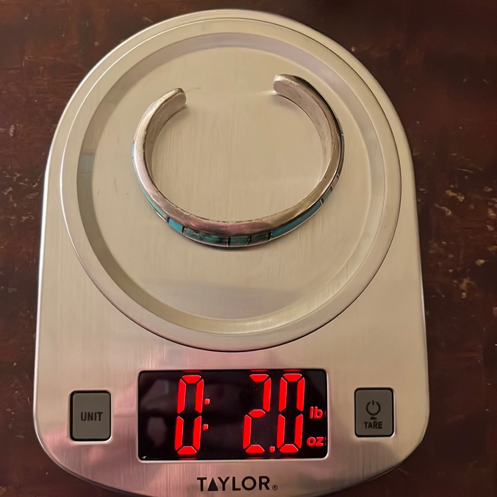 Vintage Native American Navajo Aaron Toadlena Turquoise Silver Inlay Bracelet - Picture 15 of 17
